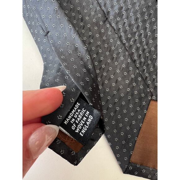 Hickey Freeman Made in USA Silk Men's Neck Tie Steel Blue Silver SG - Picture 6 of 9